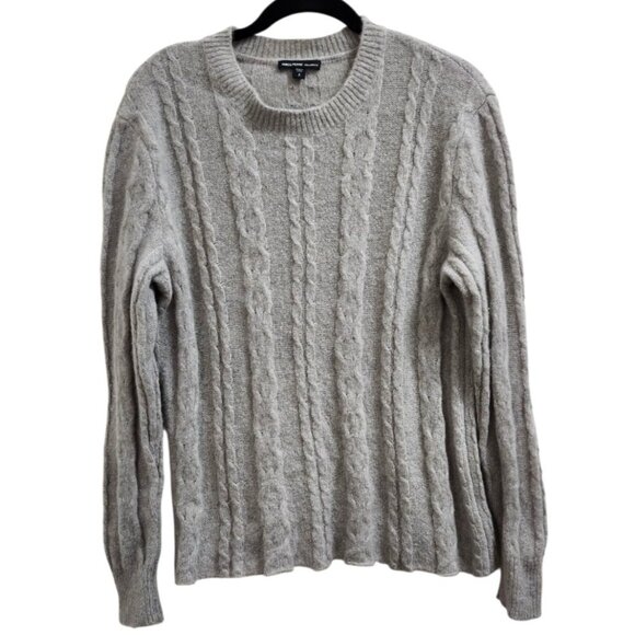 James Perse 100% Cashmere Cable Knit Sweater Women’s Size 3 Gray Luxury Pullover - Picture 2 of 12